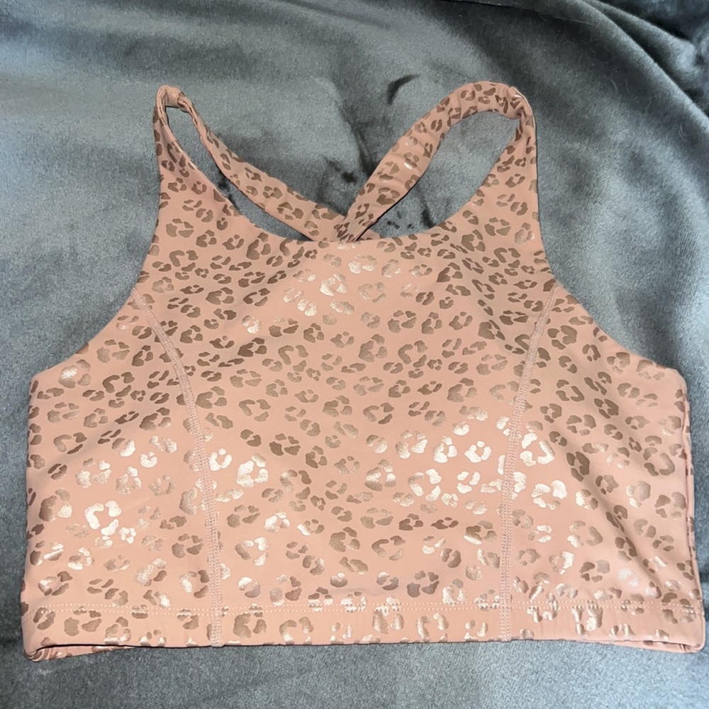 Mono B leopard metallic sports bra